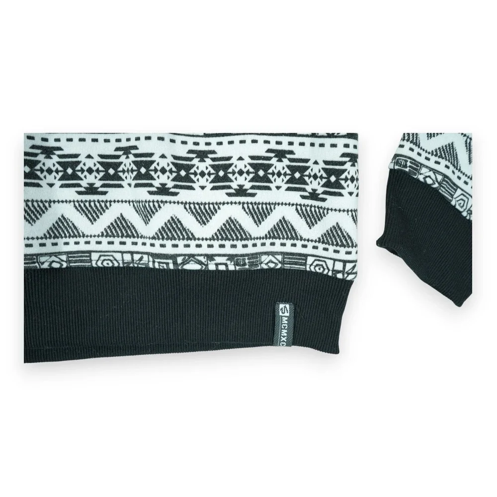 Southpole Sweater Women's XXL White Black Tribal Print Raglan Sleeve Pullover‎
